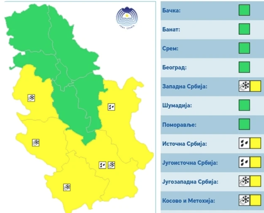 Meteoalarm za četvrtak
